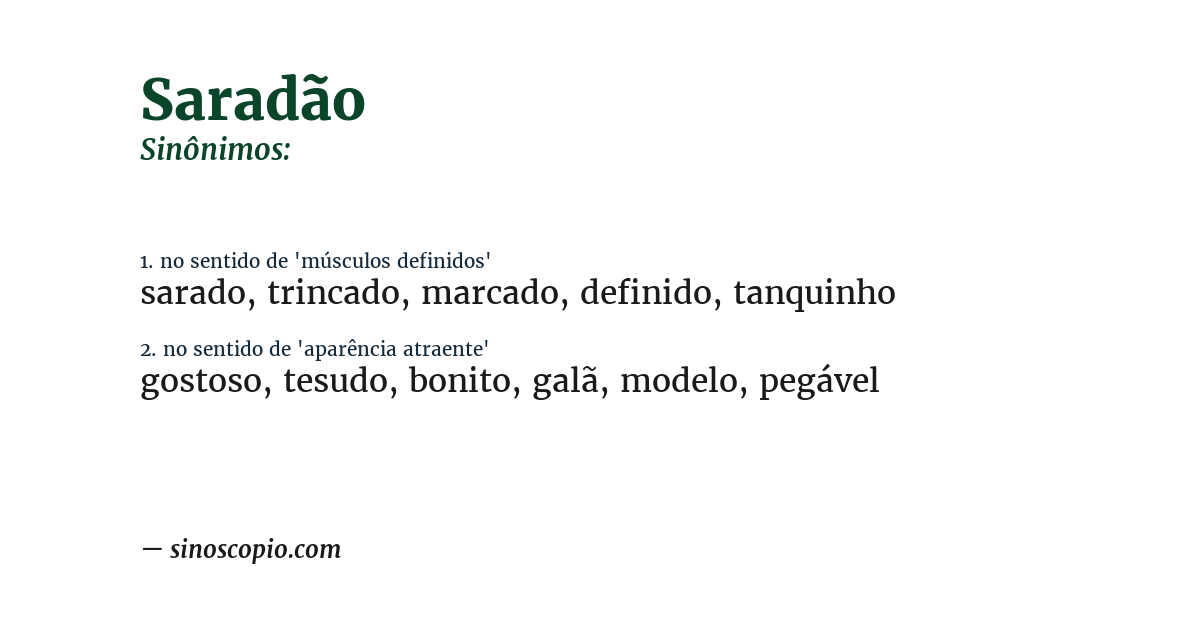Sinônimo de saradão