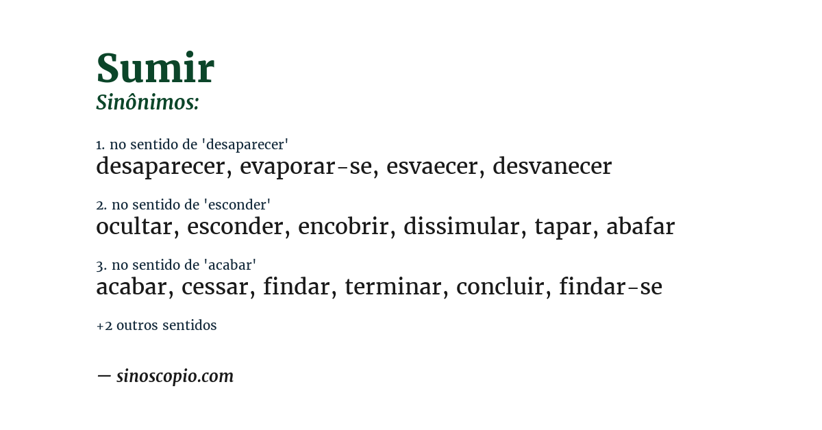 Sinônimo de sumir