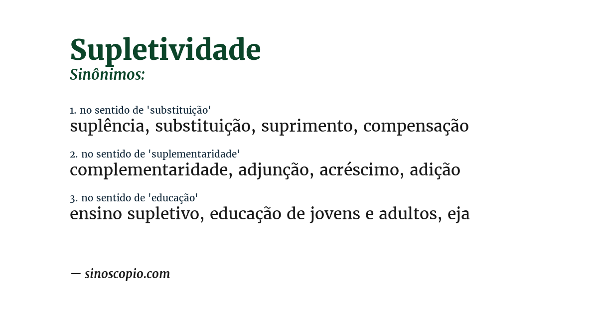 Sinônimo de supletividade