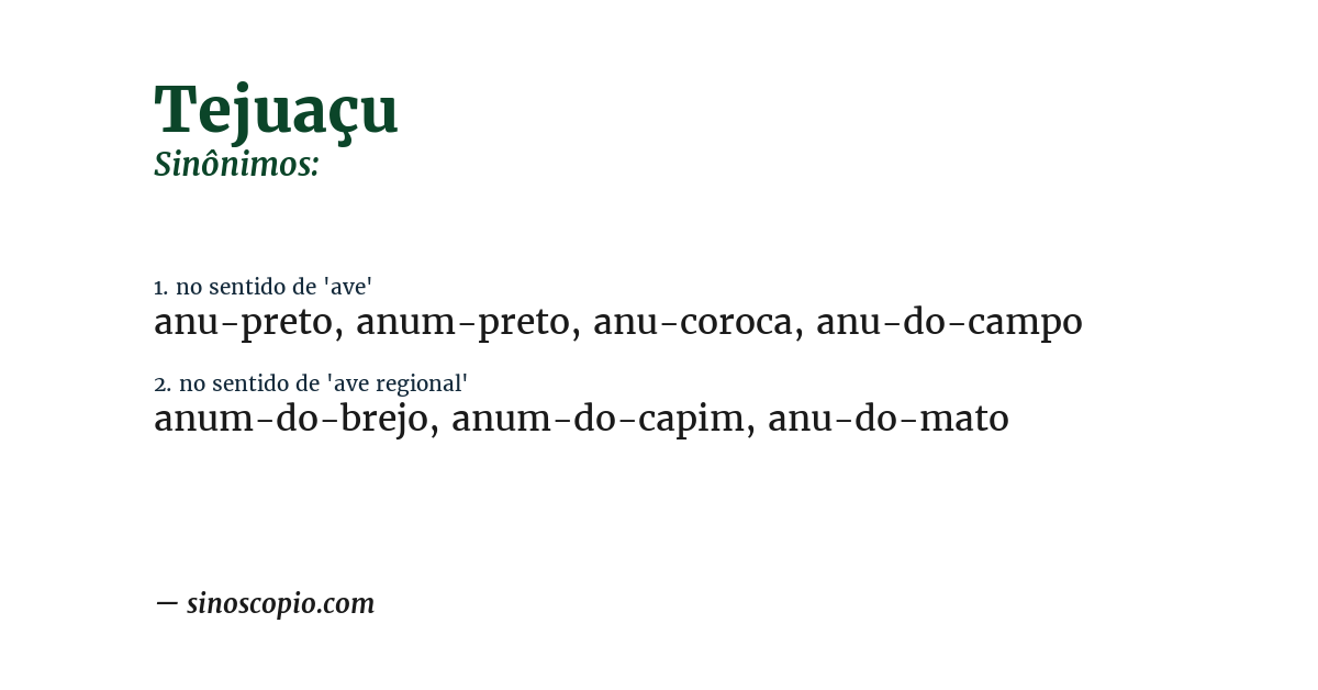 Sinônimo de tejuaçu