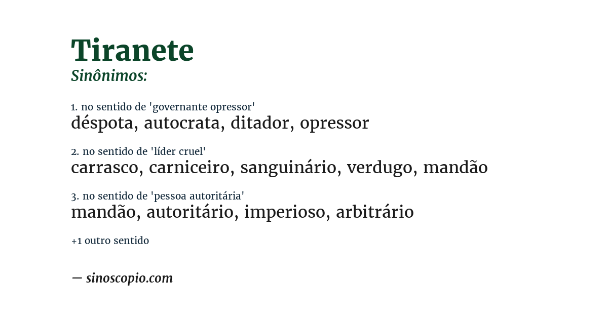 Sinônimo de tiranete