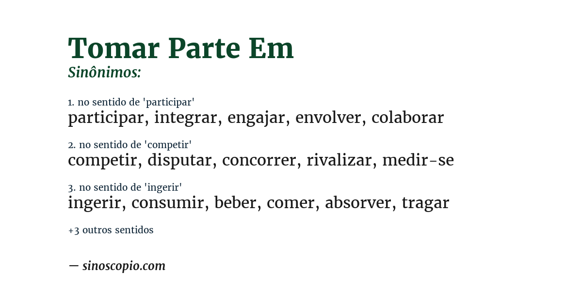 Sinônimo de tomar parte em