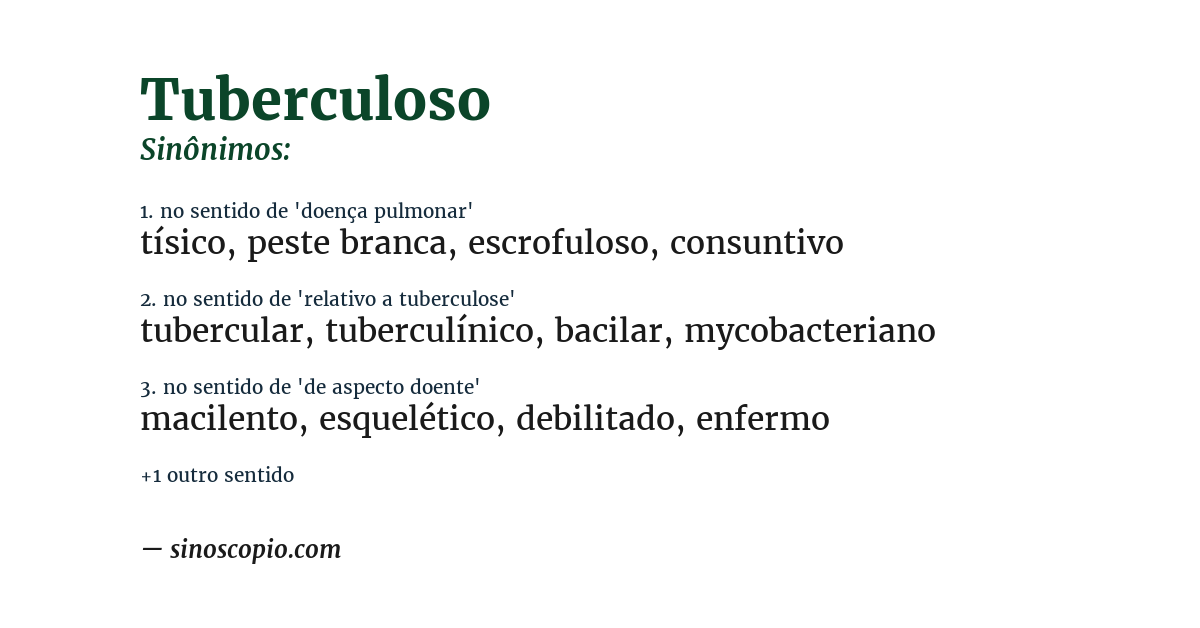 Sinônimo de tuberculoso