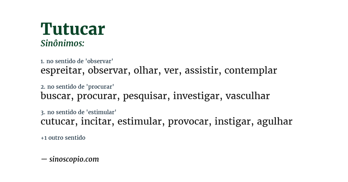 Sinônimo de tutucar