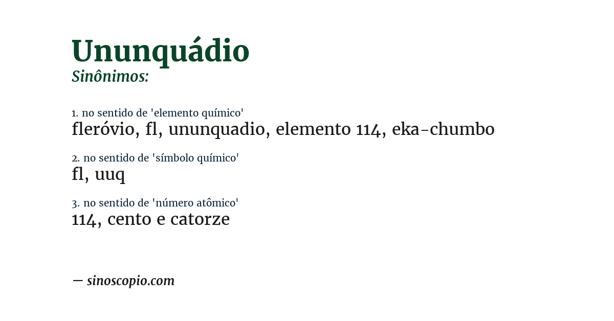 Sinônimo de ununquádio