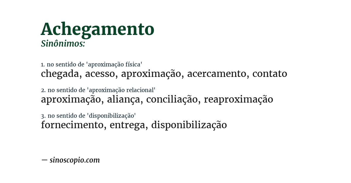 Sinônimo de achegamento