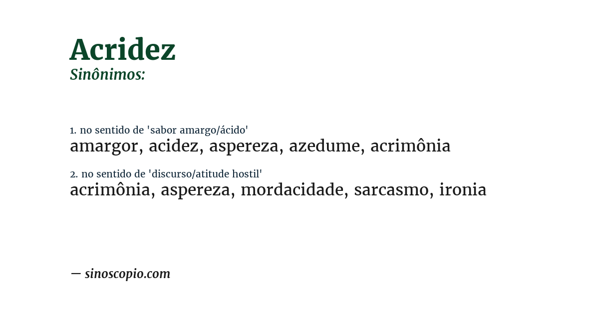 Sinônimo de acridez