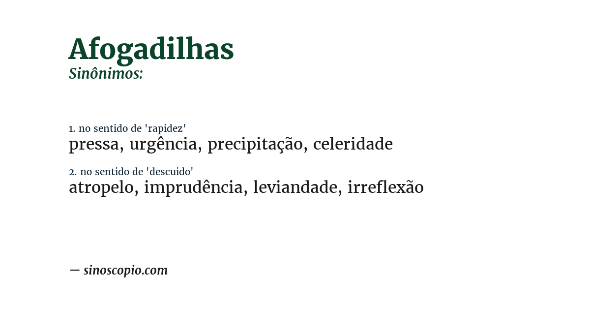 Sinônimo de afogadilhas