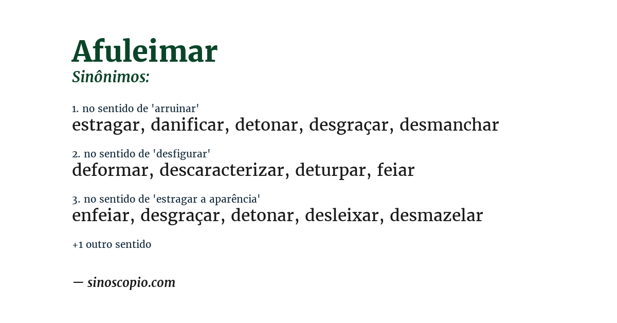 Sinônimo de afuleimar