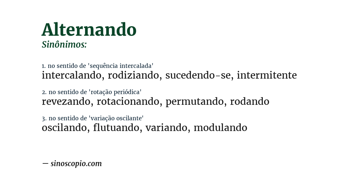 Sinônimo de alternando