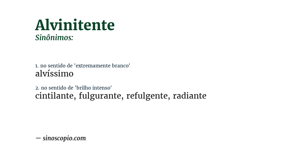 Sinônimo de alvinitente