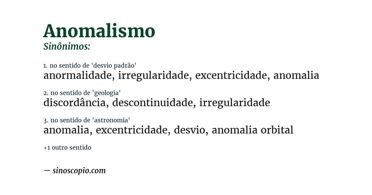 Sinônimo de anomalismo