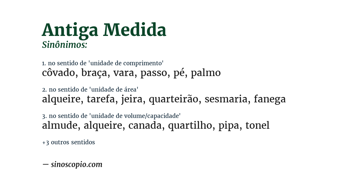 Sinônimo de antiga medida