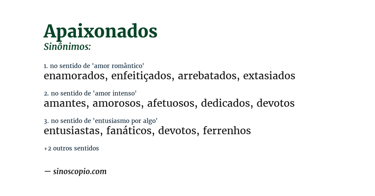 Sinônimo de apaixonados