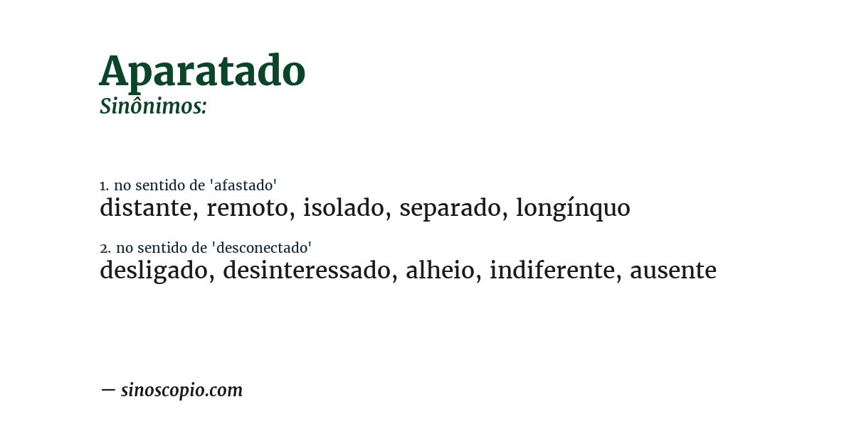 Sinônimo de aparatado