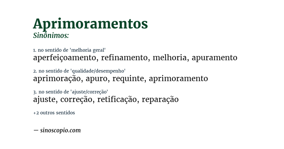 Sinônimo de aprimoramentos