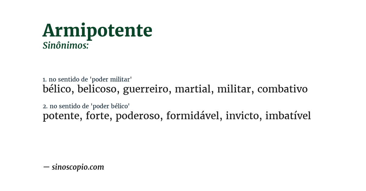 Sinônimo de armipotente
