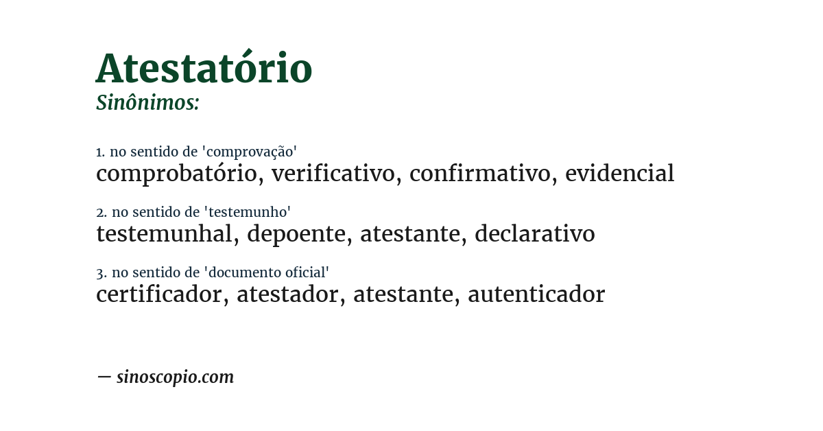 Sinônimo de atestatório