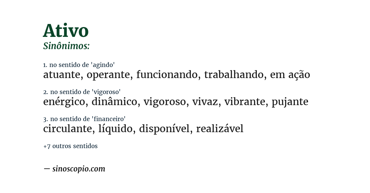 Sinônimo de ativo