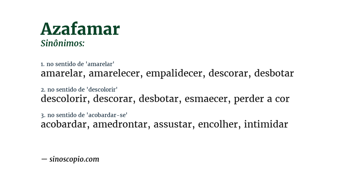 Sinônimo de azafamar