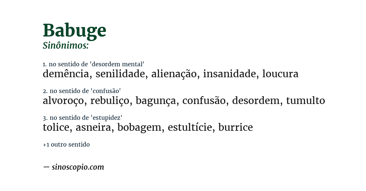 Sinônimo de babuge