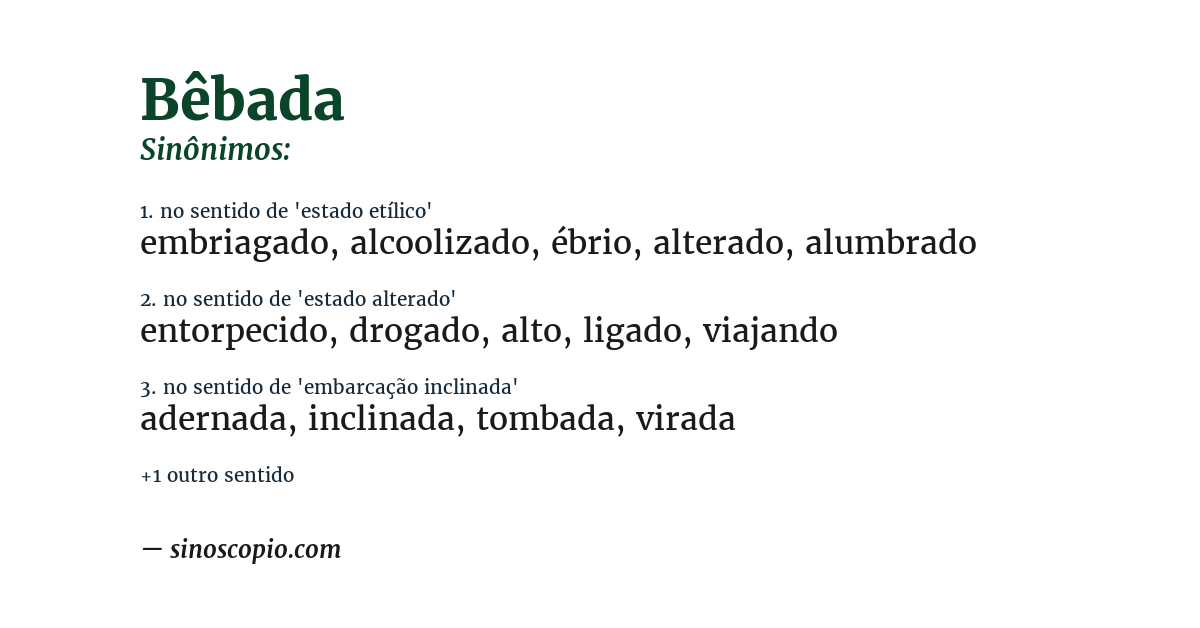 Sinônimo de bêbada
