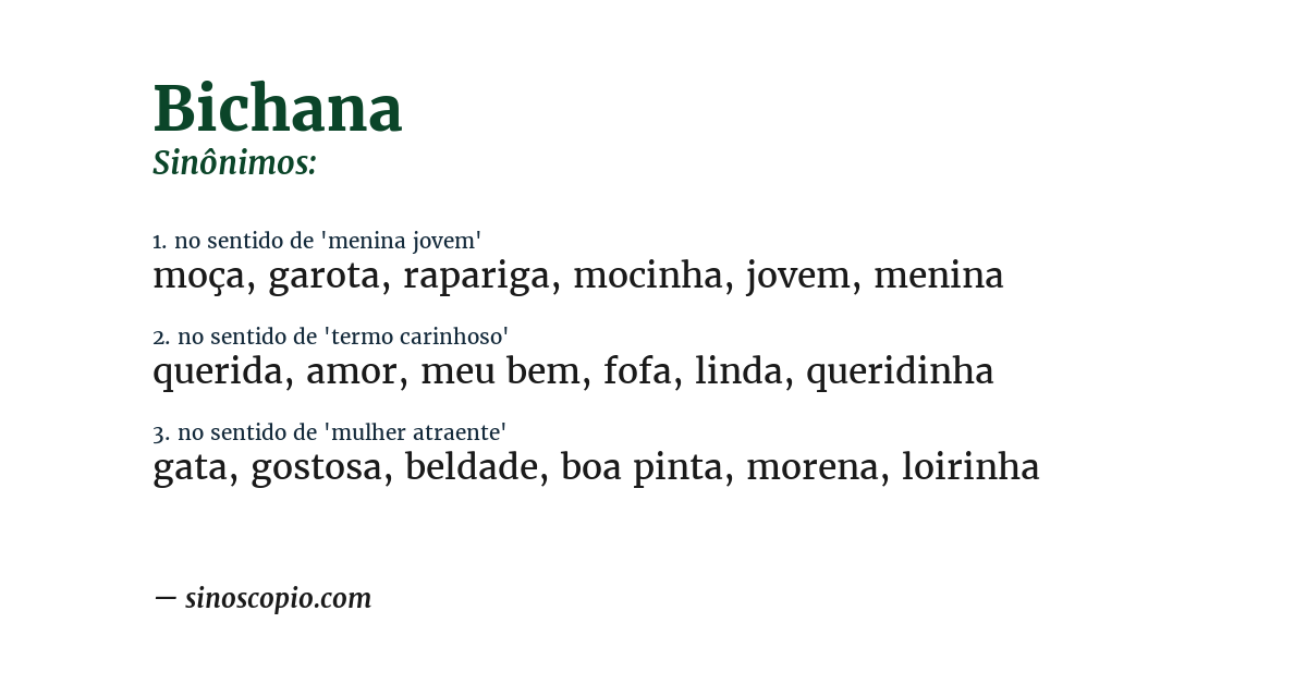 Sinônimo de bichana