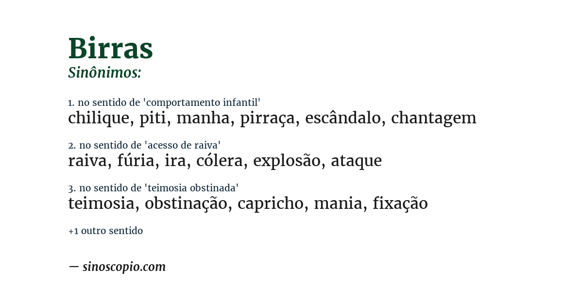 Sinônimo de birras
