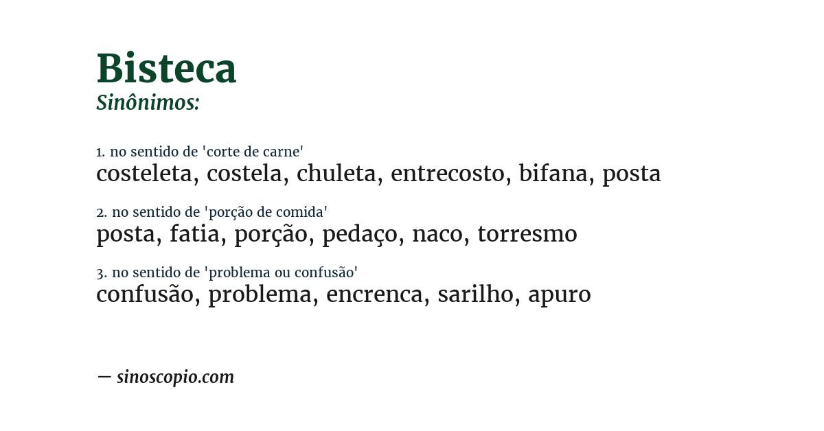 Sinônimo de bisteca