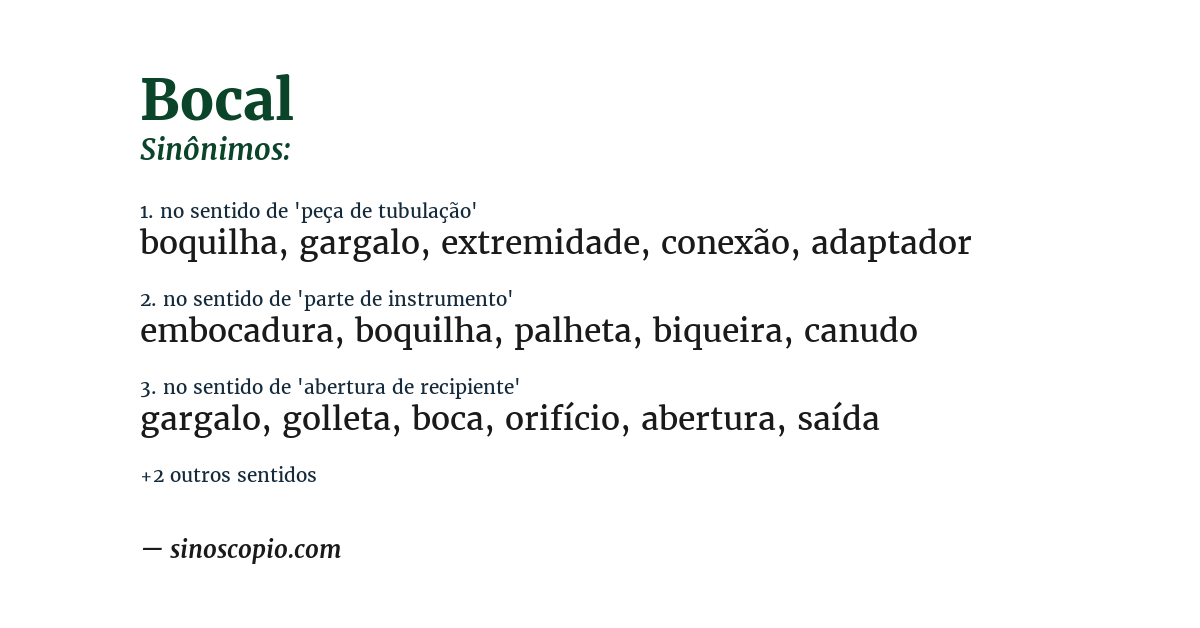 Sinônimo de bocal
