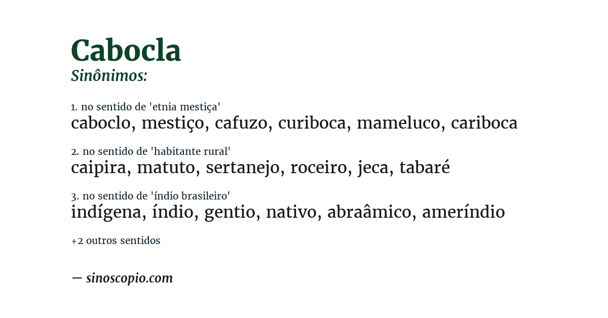 Sinônimo de cabocla