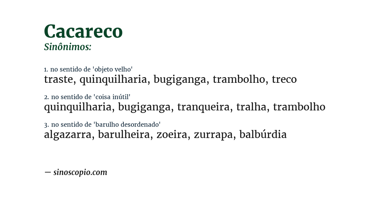 Sinônimo de cacareco