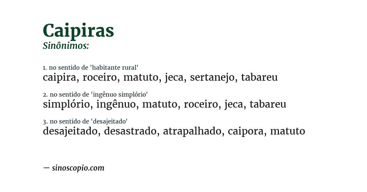 Sinônimo de caipiras