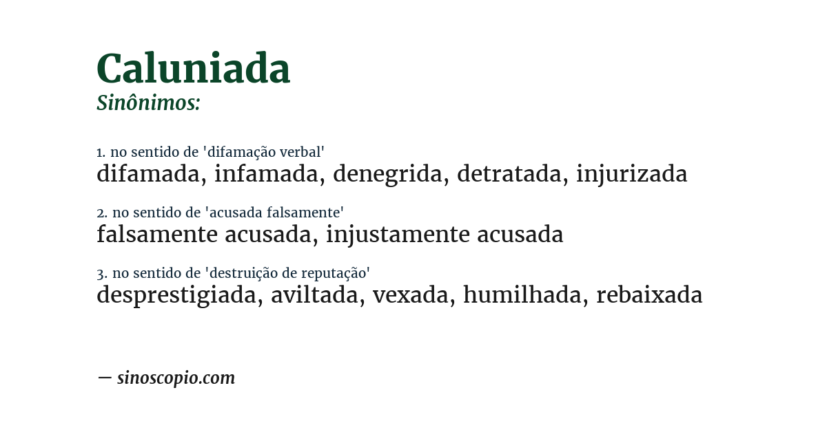 Sinônimo de caluniada