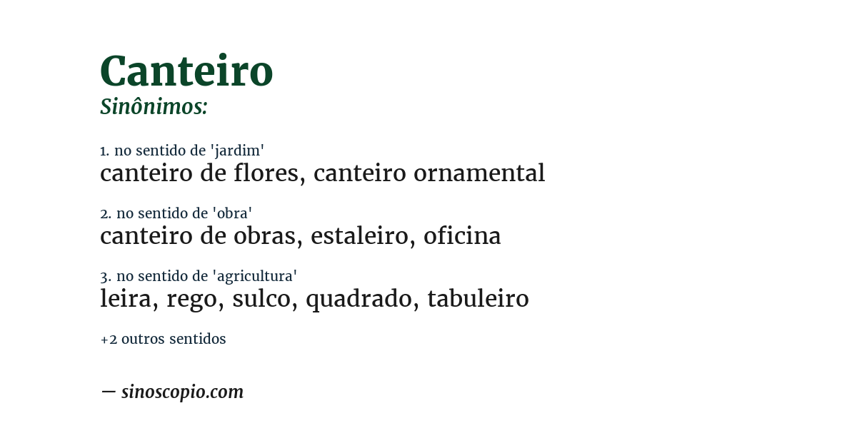 Sinônimo de canteiro