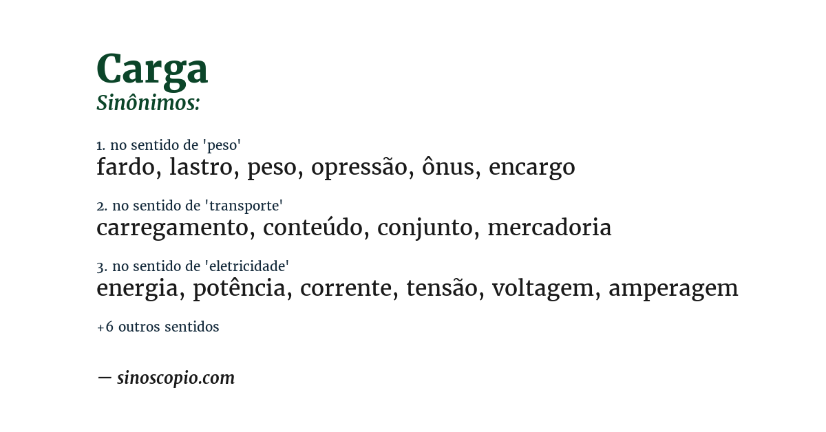 Sinônimo de carga