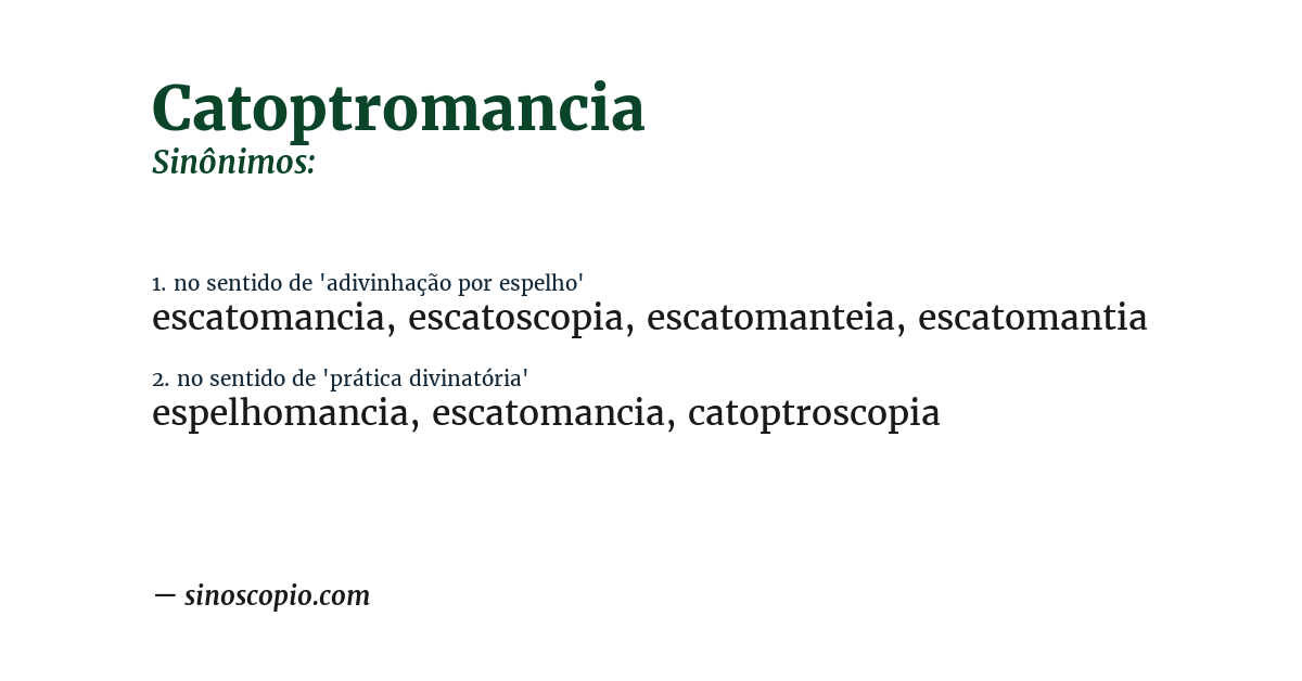 Sinônimo de catoptromancia