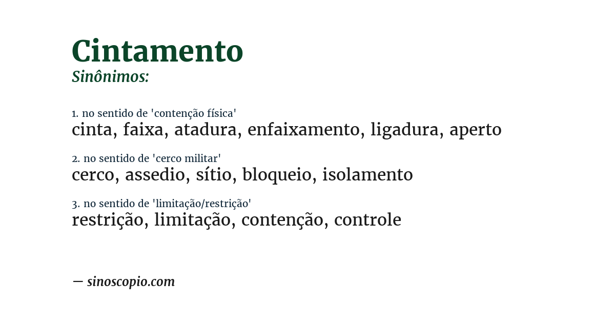 Sinônimo de cintamento