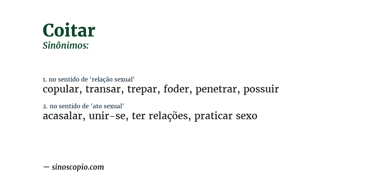 Sinônimo de coitar