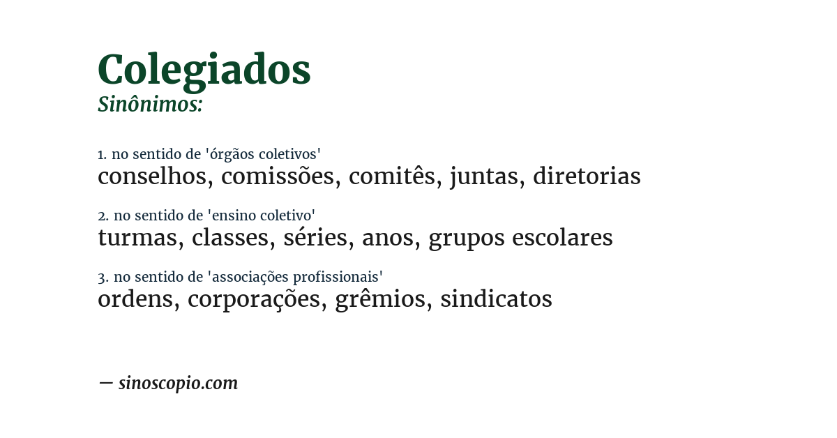 Sinônimo de colegiados