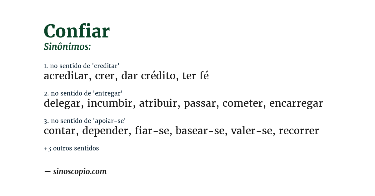 Sinônimo de confiar