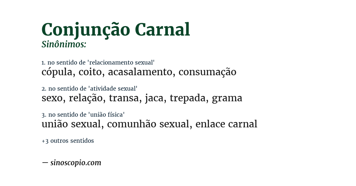 Sinônimo de conjunção carnal