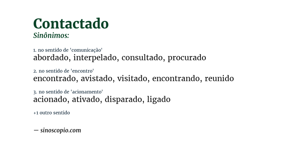 Sinônimo de contactado