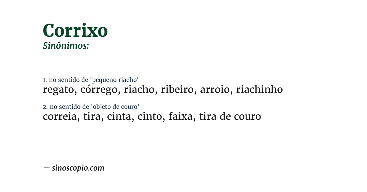 Sinônimo de corrixo