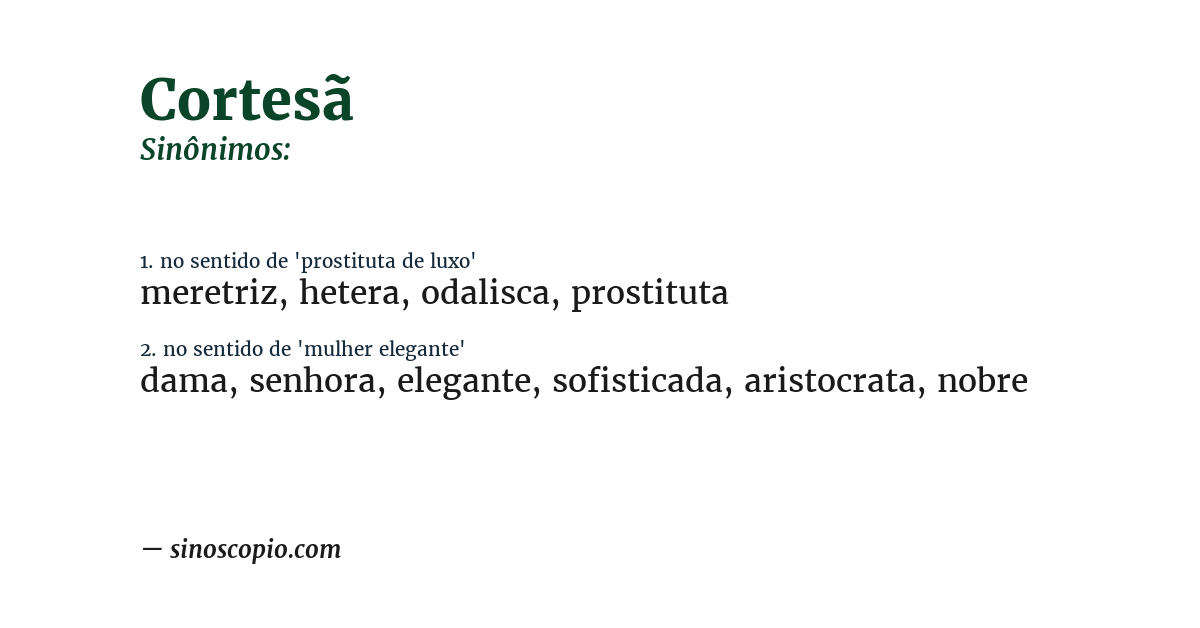 Sinônimo de cortesã