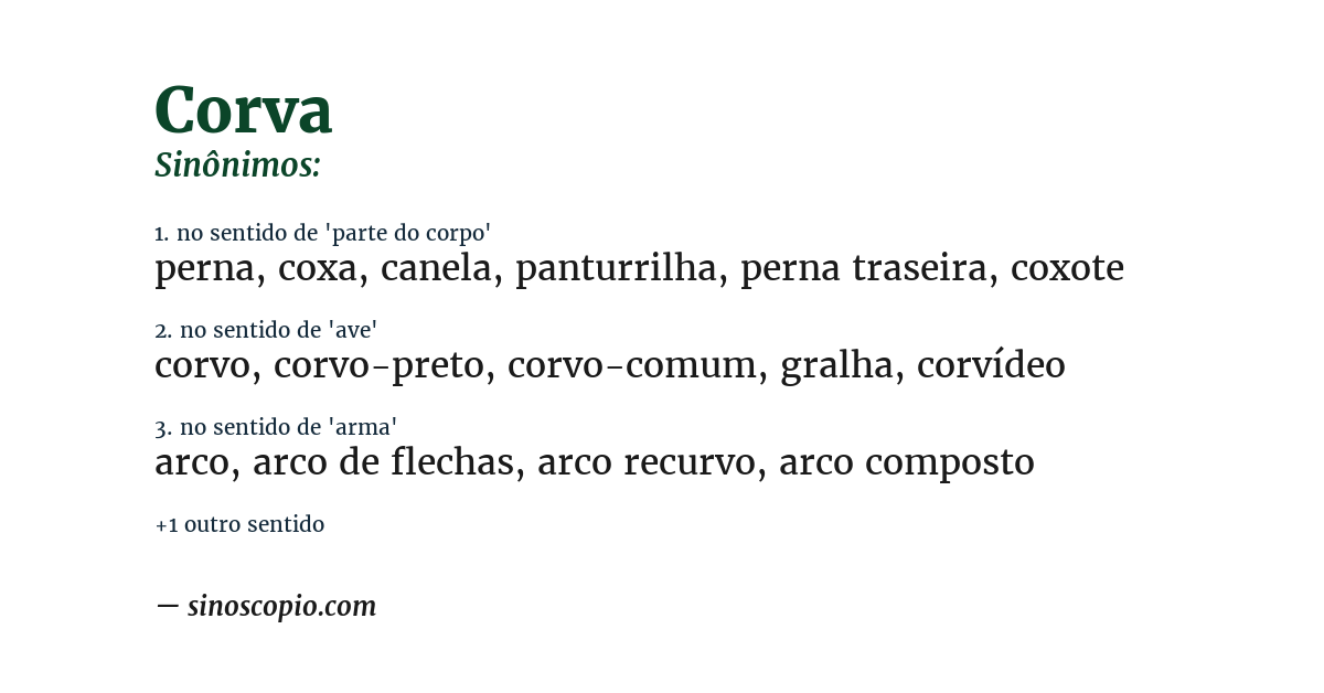 Sinônimo de corva