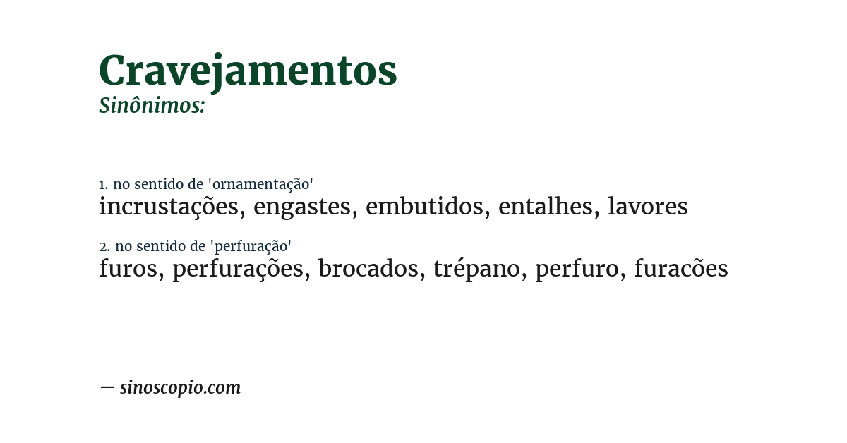 Sinônimo de cravejamentos