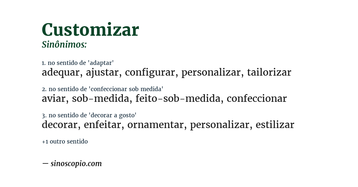 Sinônimo de customizar