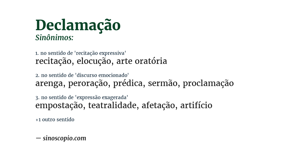Sinônimo de declamação