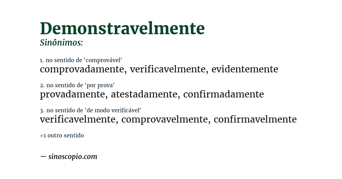 Sinônimo de demonstravelmente